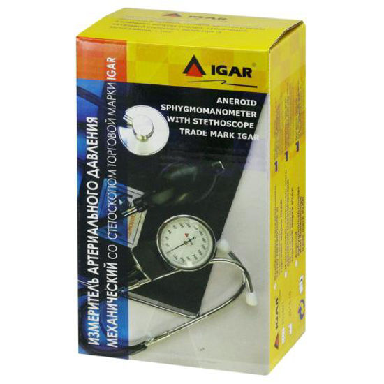Світлина Вимірювач артеріального тиску механічний зі стетоскопом торгової марки Igar (Ігар)